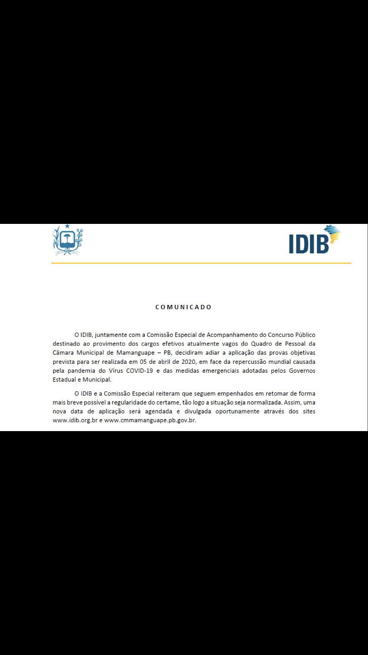 Concurso é suspenso devido pandemia de Covid-19